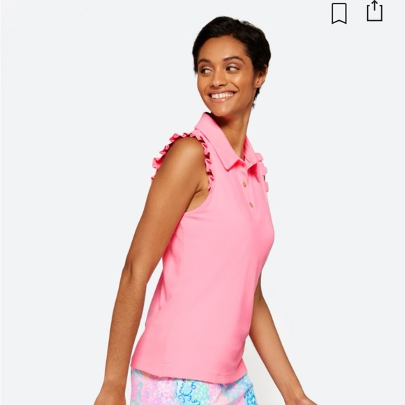 Lily Pulitzer Ruffle Hot Pink Luxletic top - Picture 6 of 6